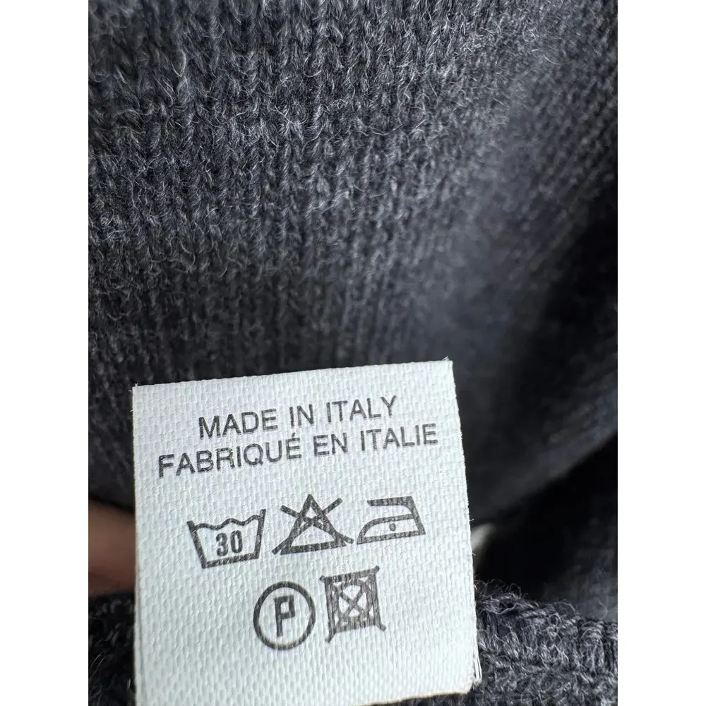 HOM sweater XL lambswool crew pullover equestrian horse chariot Italy gray white